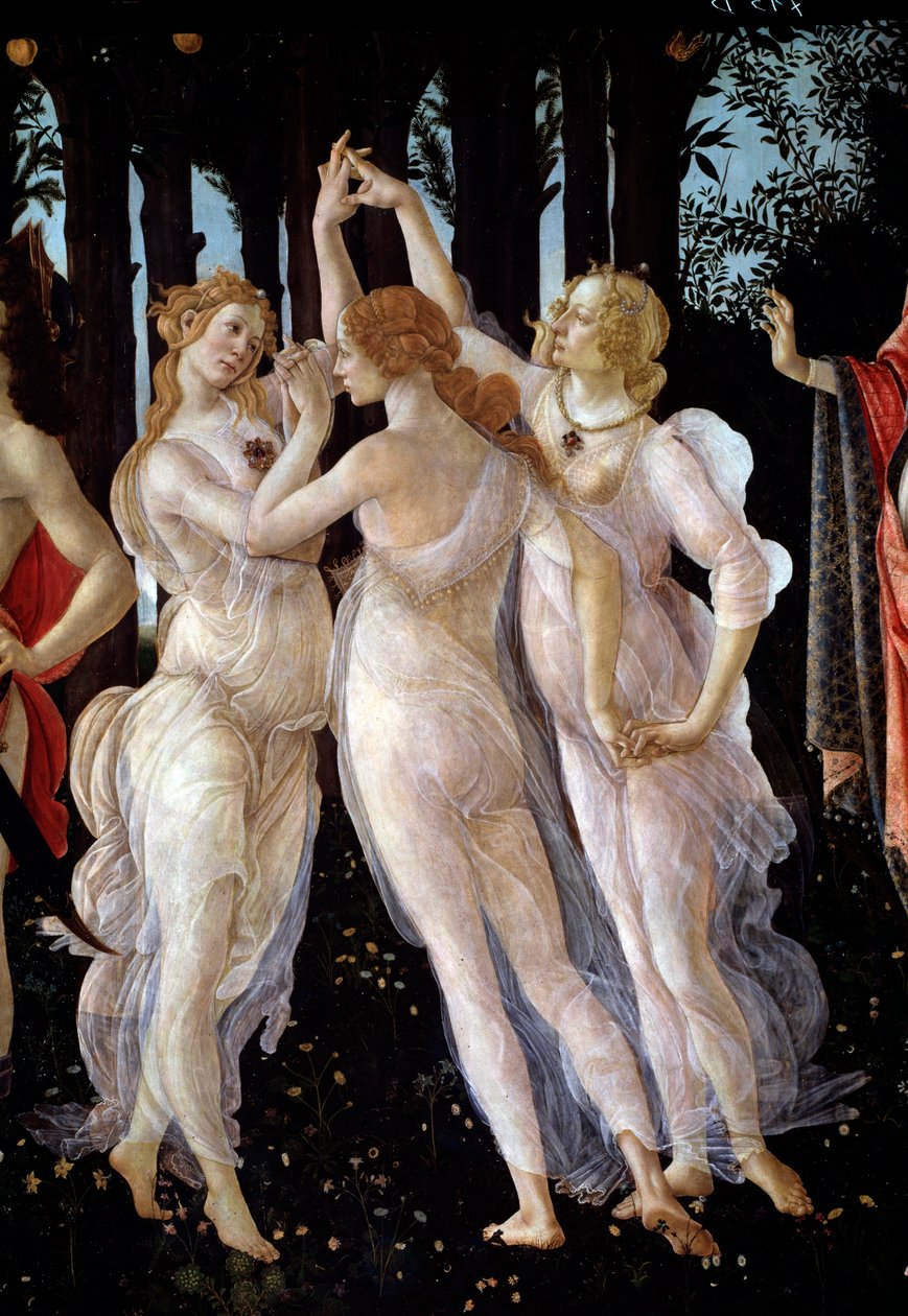 Våren. Detalj av de tre gracerna (målning av Sandro Botticelli