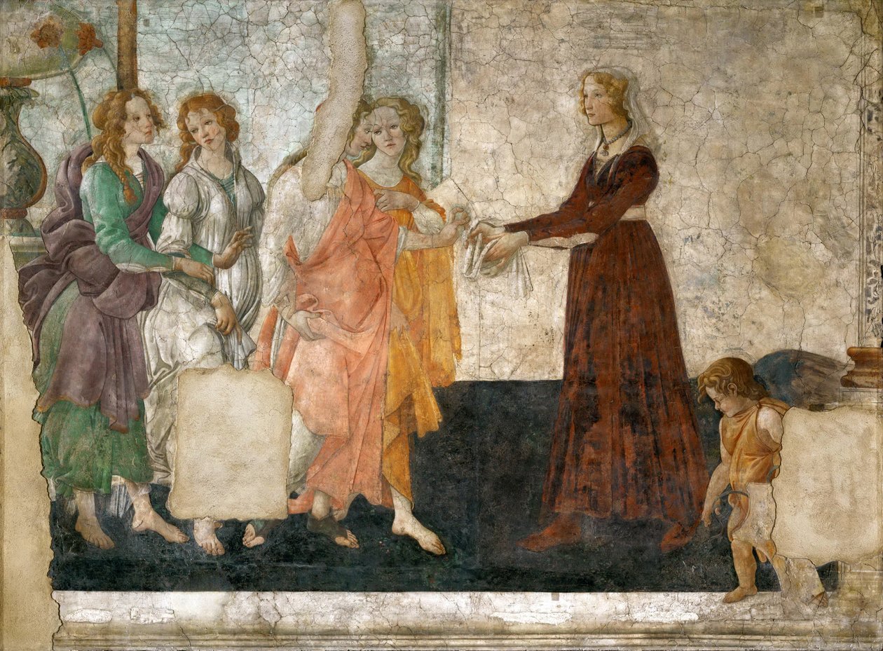 Venus och de tre nåderna ger presenter till en ung flicka av Sandro Botticelli