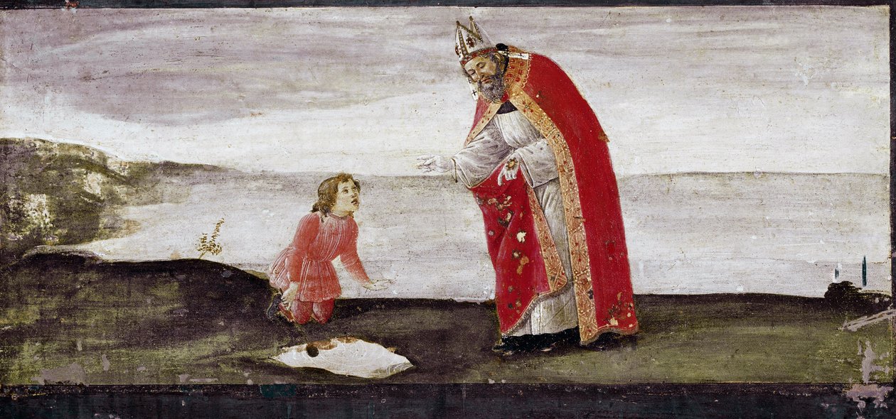 Vision av St Augustine, detalj av St Barnaba altartavla (tempera på trä av Sandro Botticelli