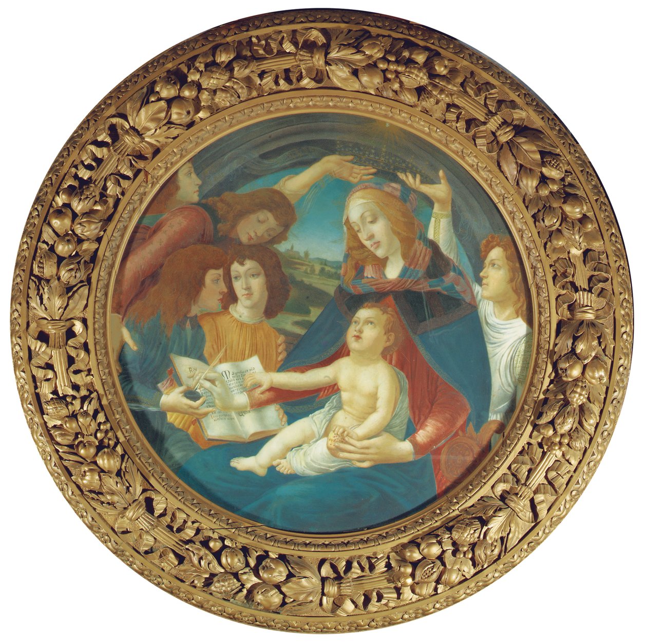 Madonnan från Magnificat av Sandro (after) Botticelli