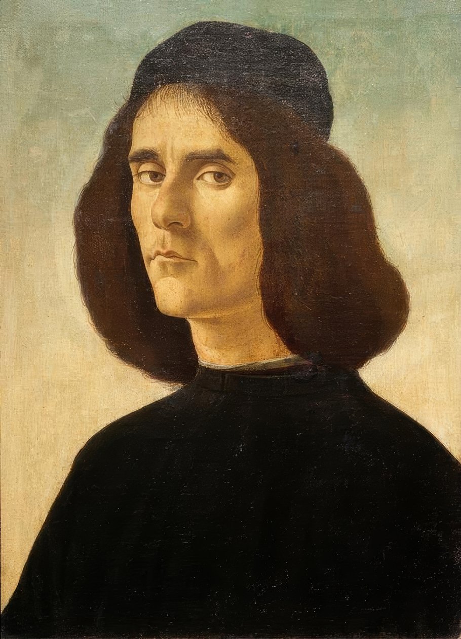 Bildnis des Michael Marullus Tarchaniota av Sandro Botticelli