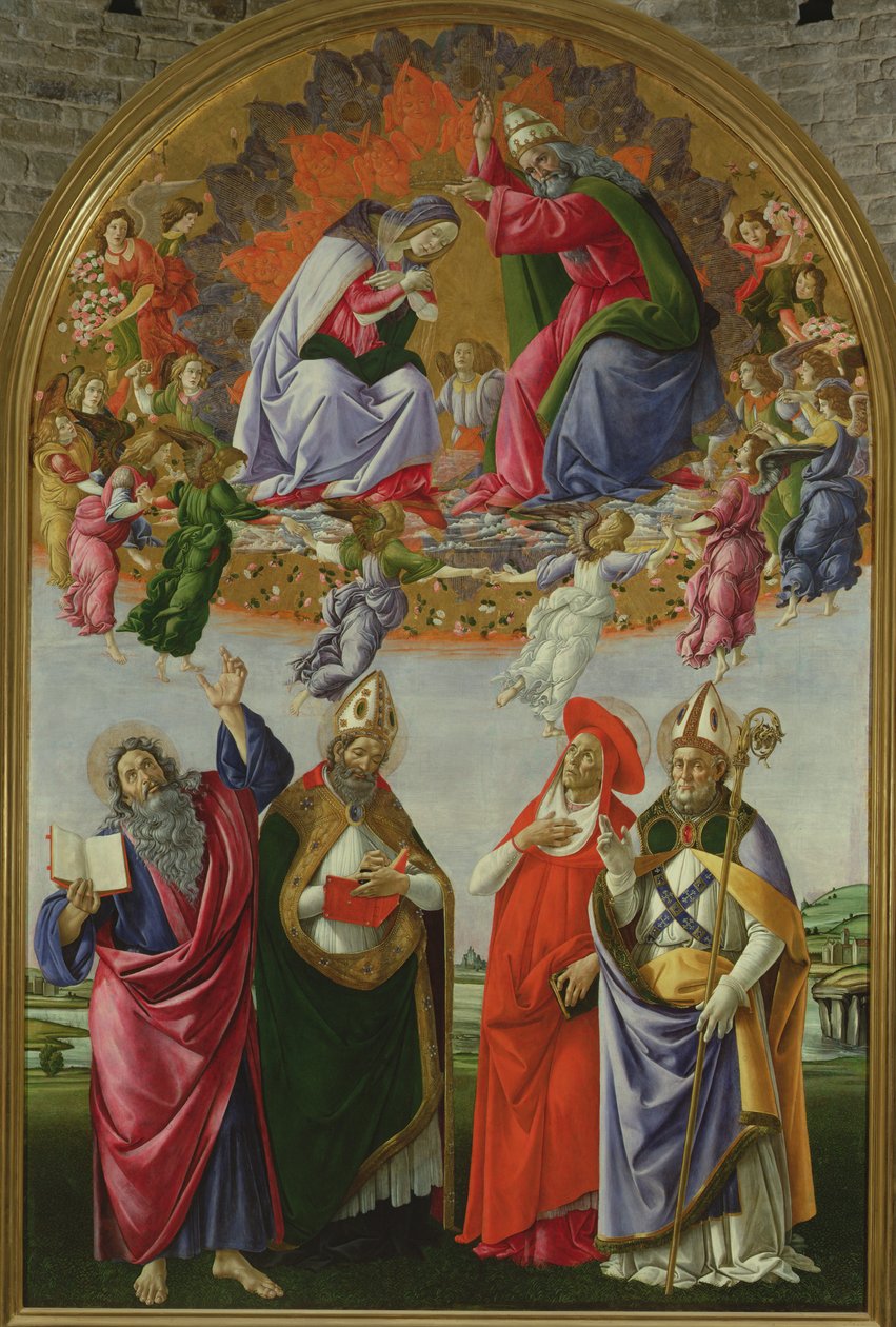 Jungfruns kröning (San Marco altartavla), 1490-92 (tempera på panel) av Sandro Botticelli