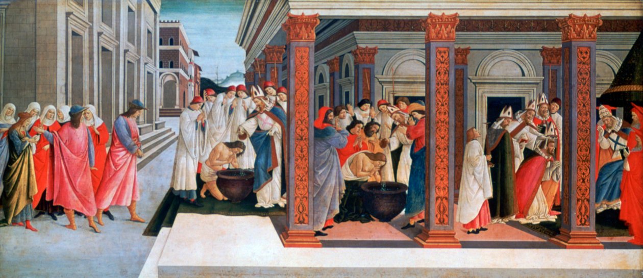 Fyra scener från den helige Zenobius tidiga liv, c1500 av Sandro Botticelli