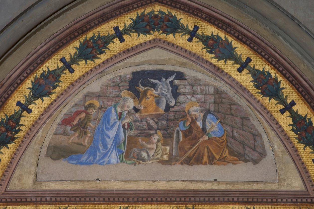 Kristi födelse med pojken John som skyndar sig av Sandro Botticelli