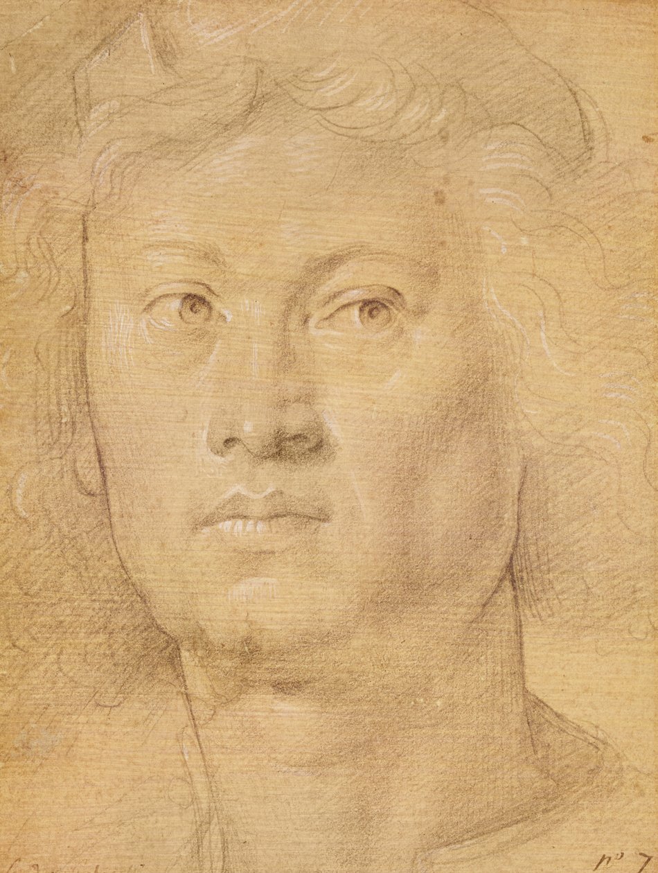 Ängelhuvud (penna och krita på papper) av Sandro Botticelli