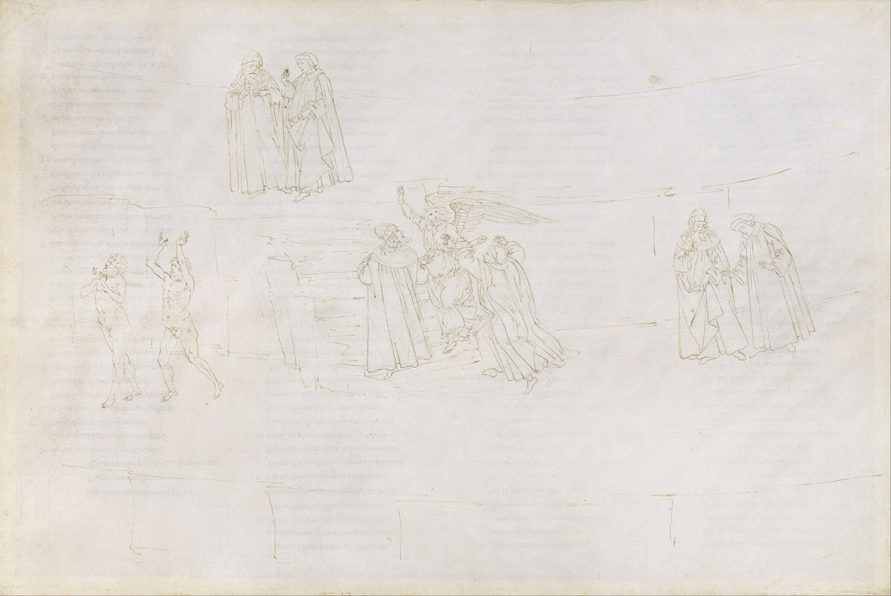 Illustration till den gudomliga komedin av Dante Alighieri Purgatorio 17, 1480-1490 av Sandro Botticelli
