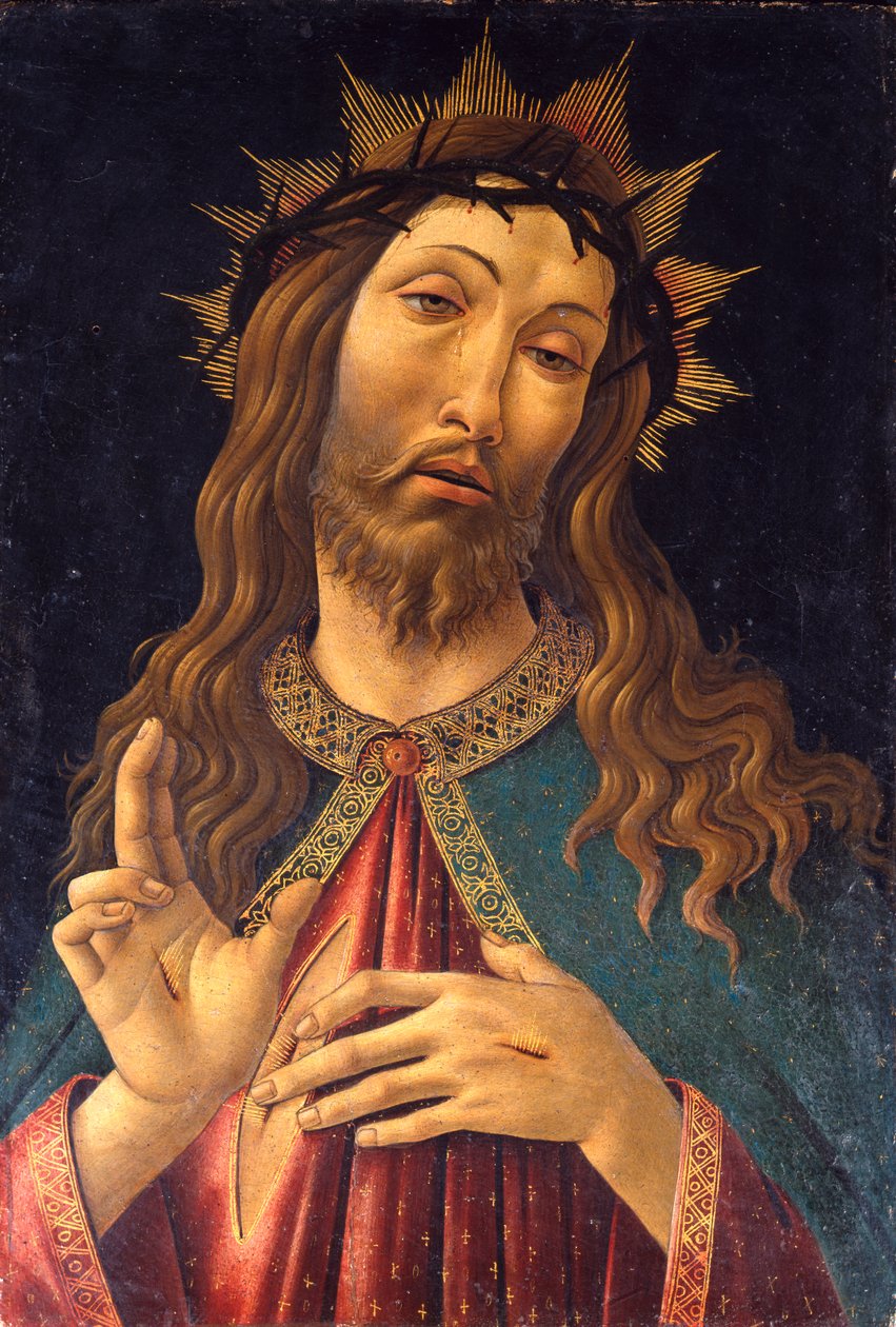 Italienska:  Vir dolorum (Cristo benedicente) Smärtornas man av Sandro Botticelli