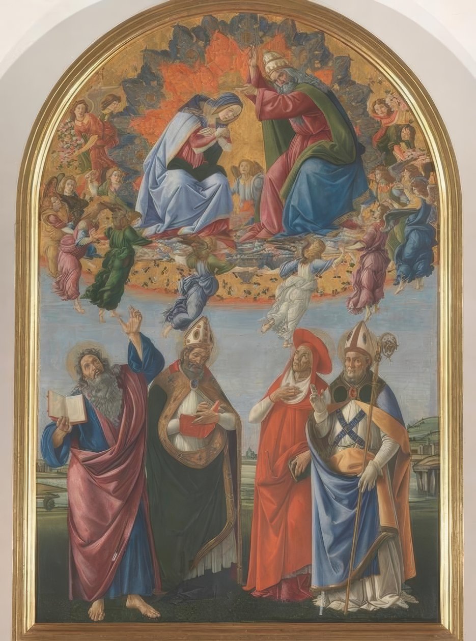 Maria kröning med fyra helgon av Sandro Botticelli