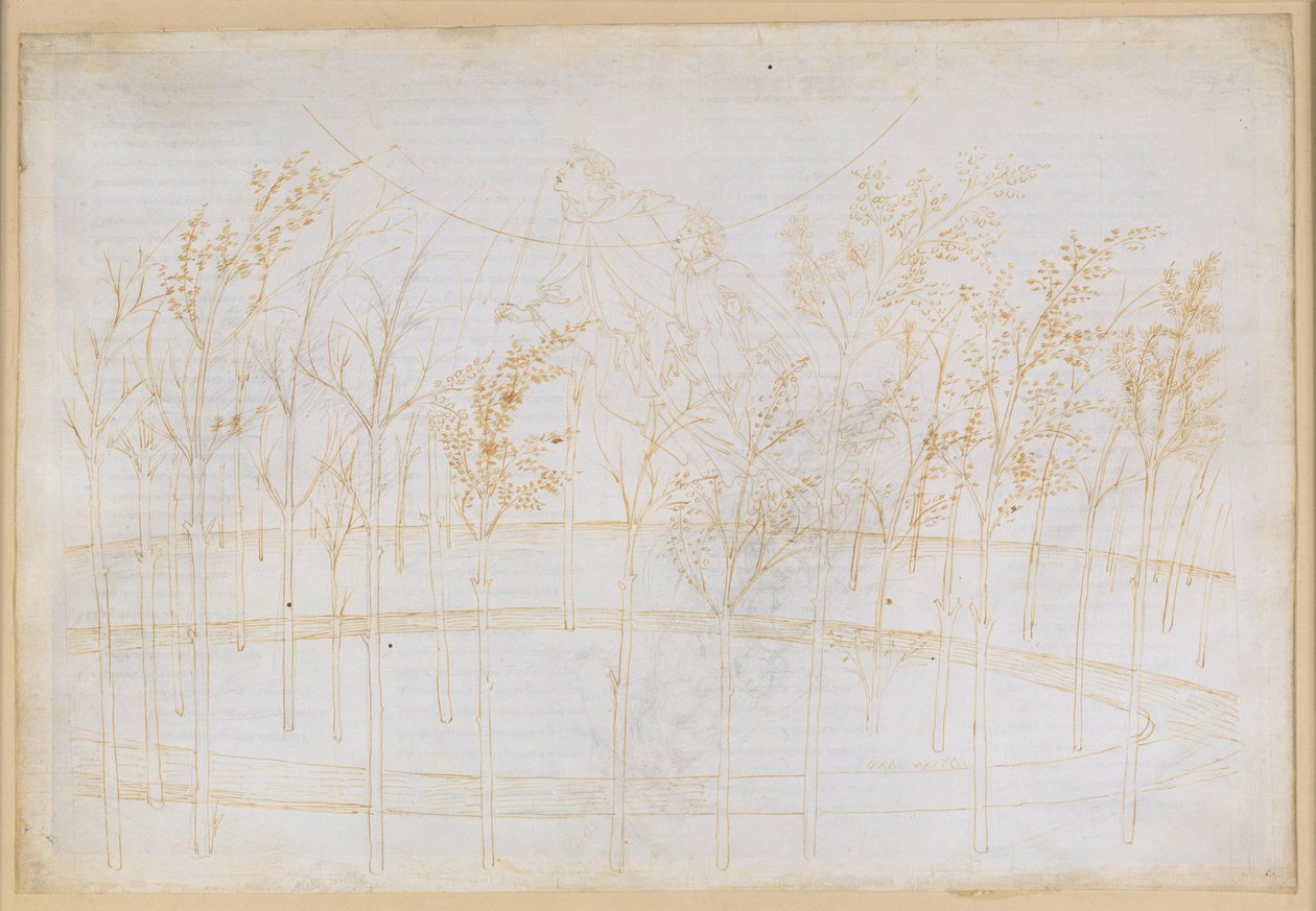 La Divina Commedia, Paradiso I: Uppstigningen till eldhimlen. Beatrice förklarar för Dante hur universum fungerar av Sandro Botticelli