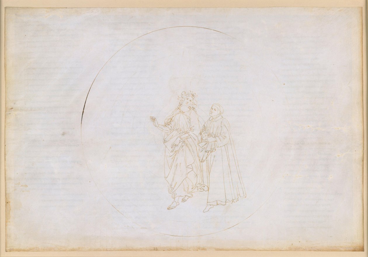 La Divina Commedia, Paradiso XIII. Den fjärde planetsfären (solhimlen): Thomas av Aquino förklarar för Dante principen om den gudomliga kärleken och treenigheten av Sandro Botticelli