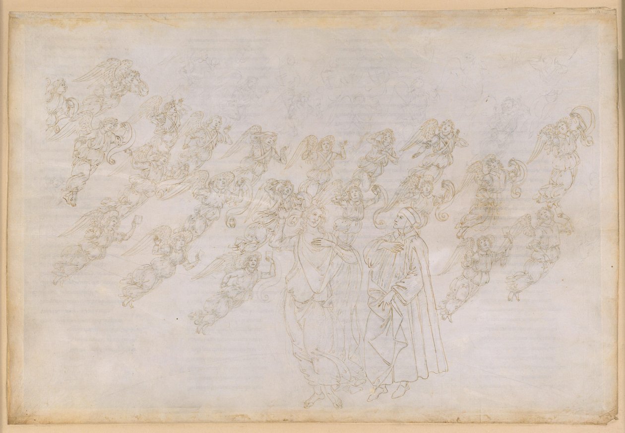 La Divina Commedia, Paradiso XXIX. Den nionde sfären (Kristallhimlen eller Primum Mobile): Beatrice undervisar Dante om änglarnas skapelse och väsen av Sandro Botticelli
