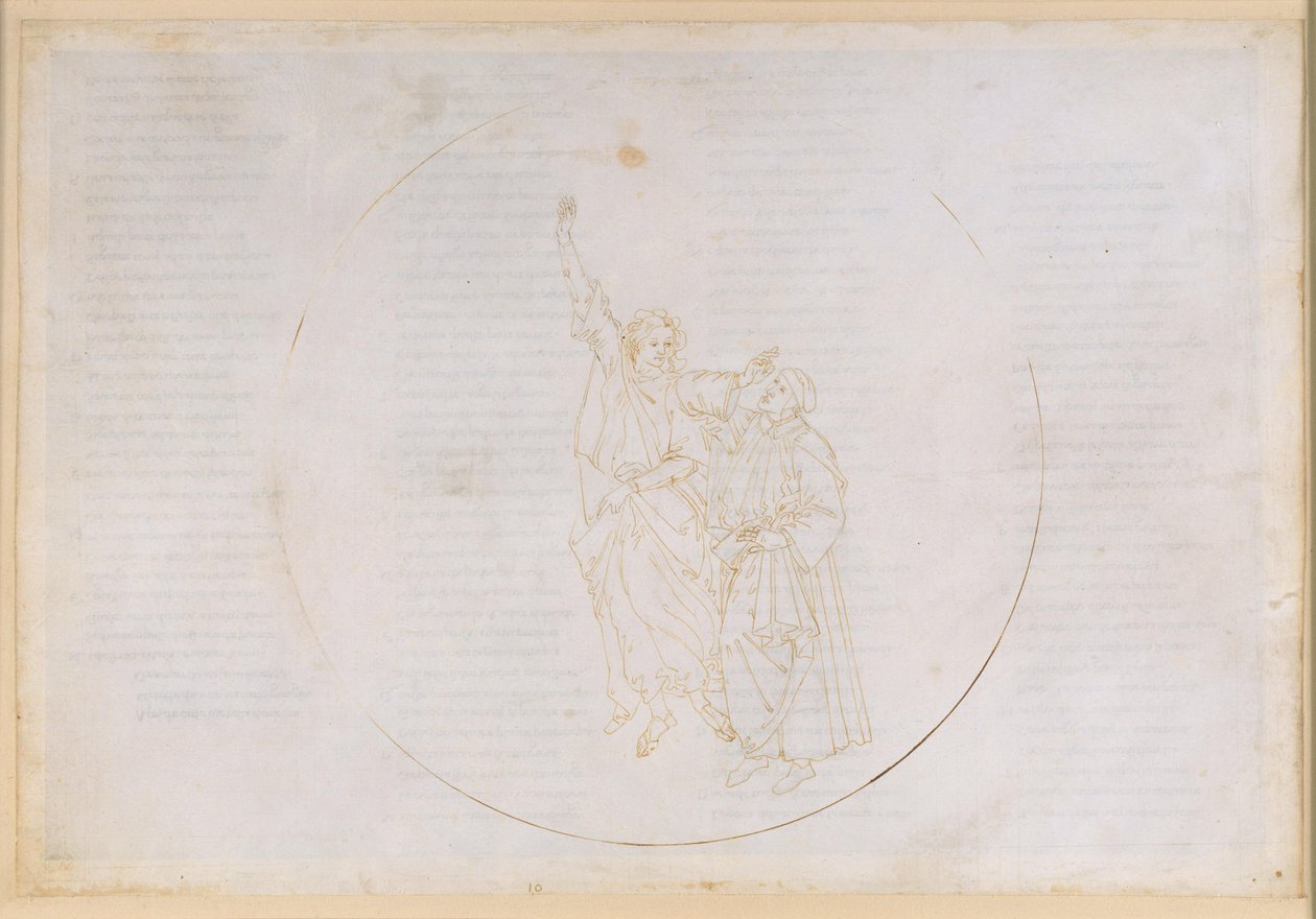 La Divina Commedia, Paradiso X. Uppstigningen till den fjärde planetsfären (solhimlen): Thomas av Aquinos ljus visar Dante de visas himmel av Sandro Botticelli