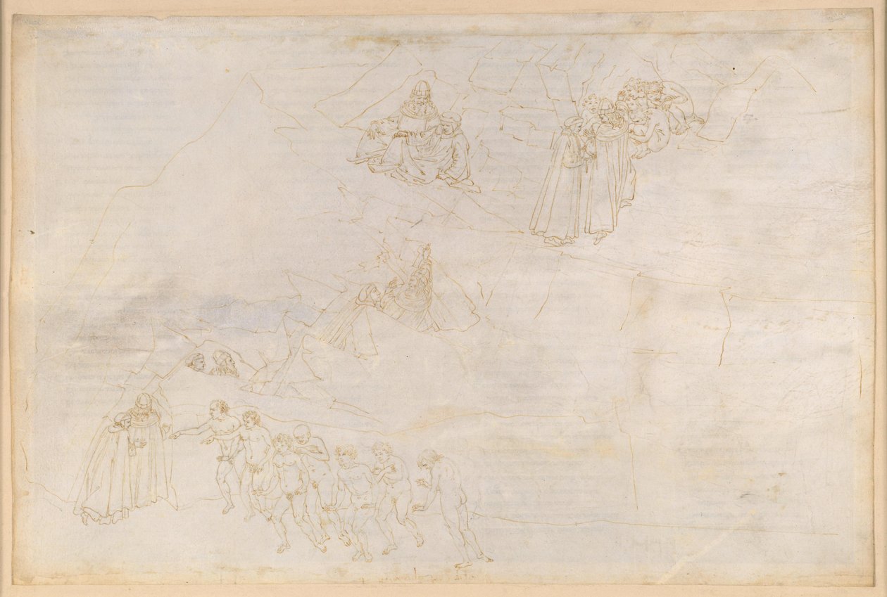 La Divina Commedia, Purgatorio IV. Förpurgatoriet: Öring, sockelmassivet och mittzonen; de försumligas uppstigning och botgöring av Sandro Botticelli