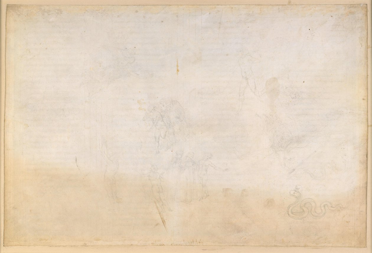 La Divina Commedia, Purgatorio VIII. Förpurgatoriet, mellersta zonen: De försumliga furstarnas dal; Frestelsen av ormen; Samtal med Nino Visconti och Currado Malaspina av Sandro Botticelli