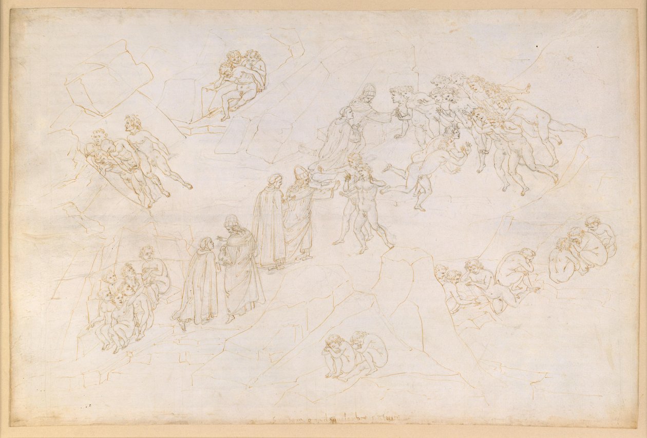 La Divina Commedia, Purgatorio V. Förpurgatoriet, mellersta zonen: De som försummat sina plikter och dött till följd av ett våldsdåd av Sandro Botticelli
