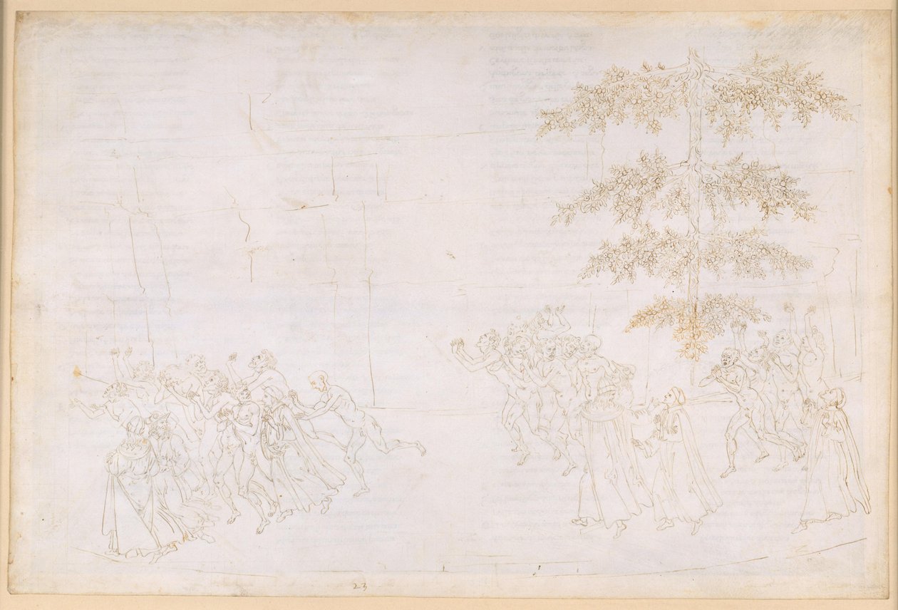 La Divina Commedia, Purgatorio XXIII. Purgatoriets sjätte ring: De frossarnas botgöring; mötet med Forese Donati av Sandro Botticelli