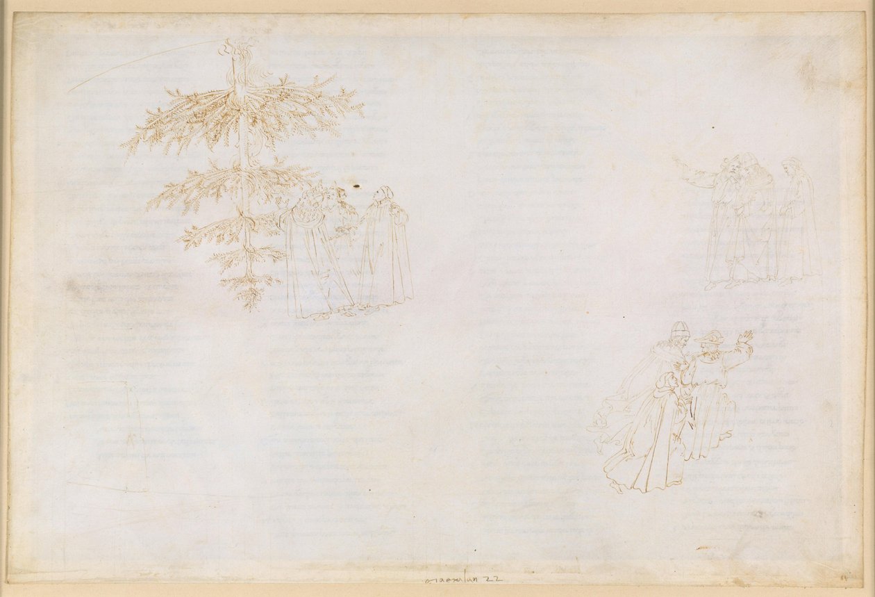 La Divina Commedia, Purgatorio XXII: Uppstigningen till den sjätte ringen i skärselden; samtal med Statius; de frossarnas botgöring av Sandro Botticelli
