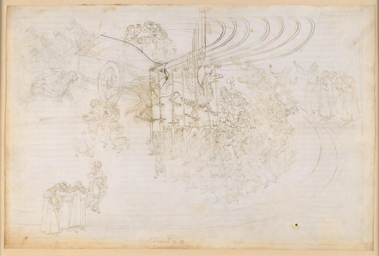 La Divina Commedia, Purgatorio XXIX. Det jordiska paradiset: Kyrkans triumf av Sandro Botticelli