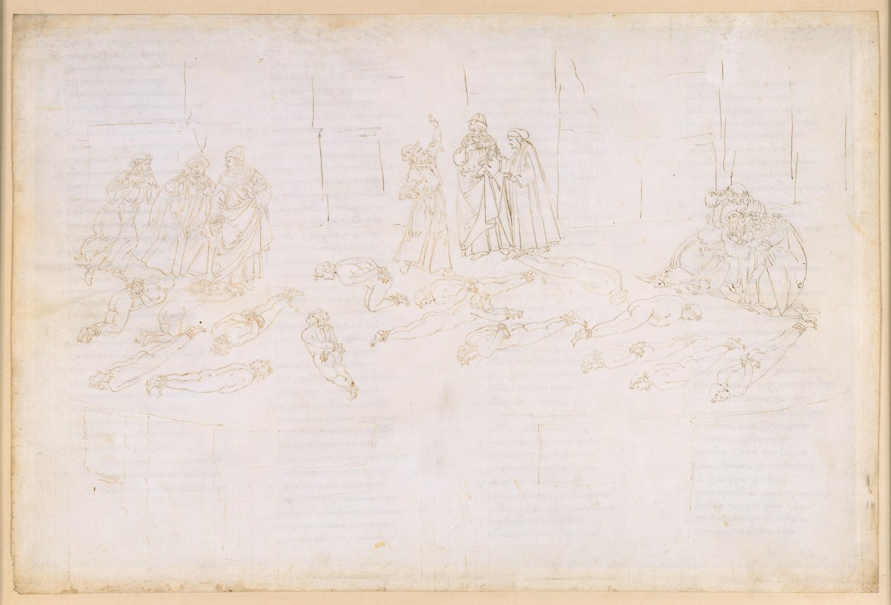 La Divina Commedia, Purgatorio XXI. Purgatoriets femte ring: De girigas och slösarnas botgöring; Statius träder fram av Sandro Botticelli