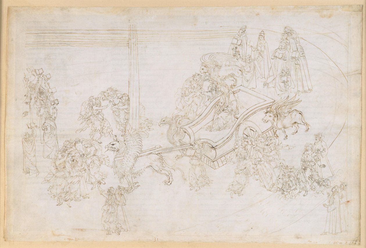 La Divina Commedia, Purgatorio XXXI. Det jordiska paradiset: Dantes bekännelse; Beatrice visar sitt ansikte av Sandro Botticelli