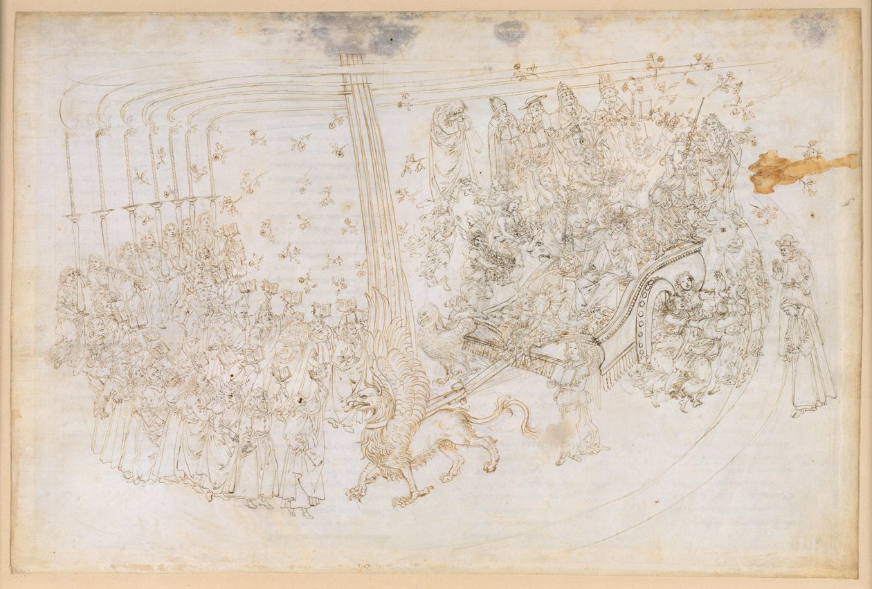 La Divina Commedia, Purgatorio XXX. Det jordiska paradiset: Beatrice i triumfvagnen av Sandro Botticelli