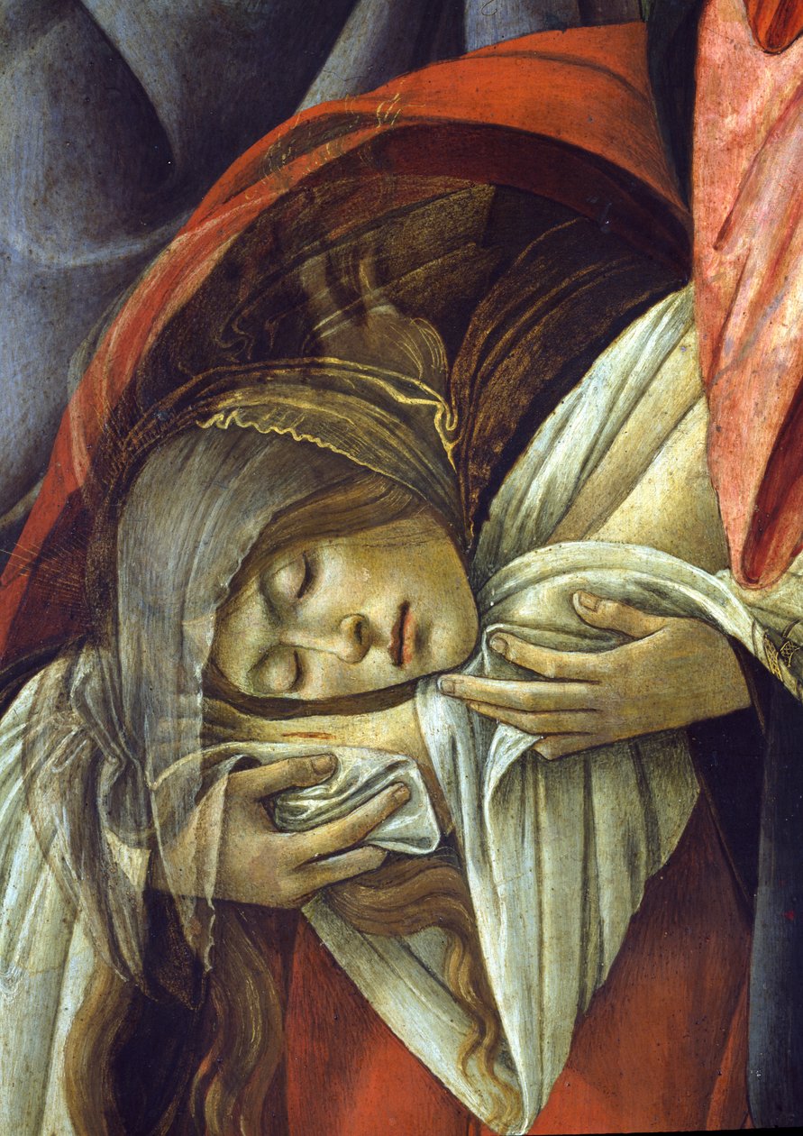 Klagosång över den döde Kristus, detalj av Maria Magdalena, 1490-1500 detalj av 44244 av Sandro Botticelli