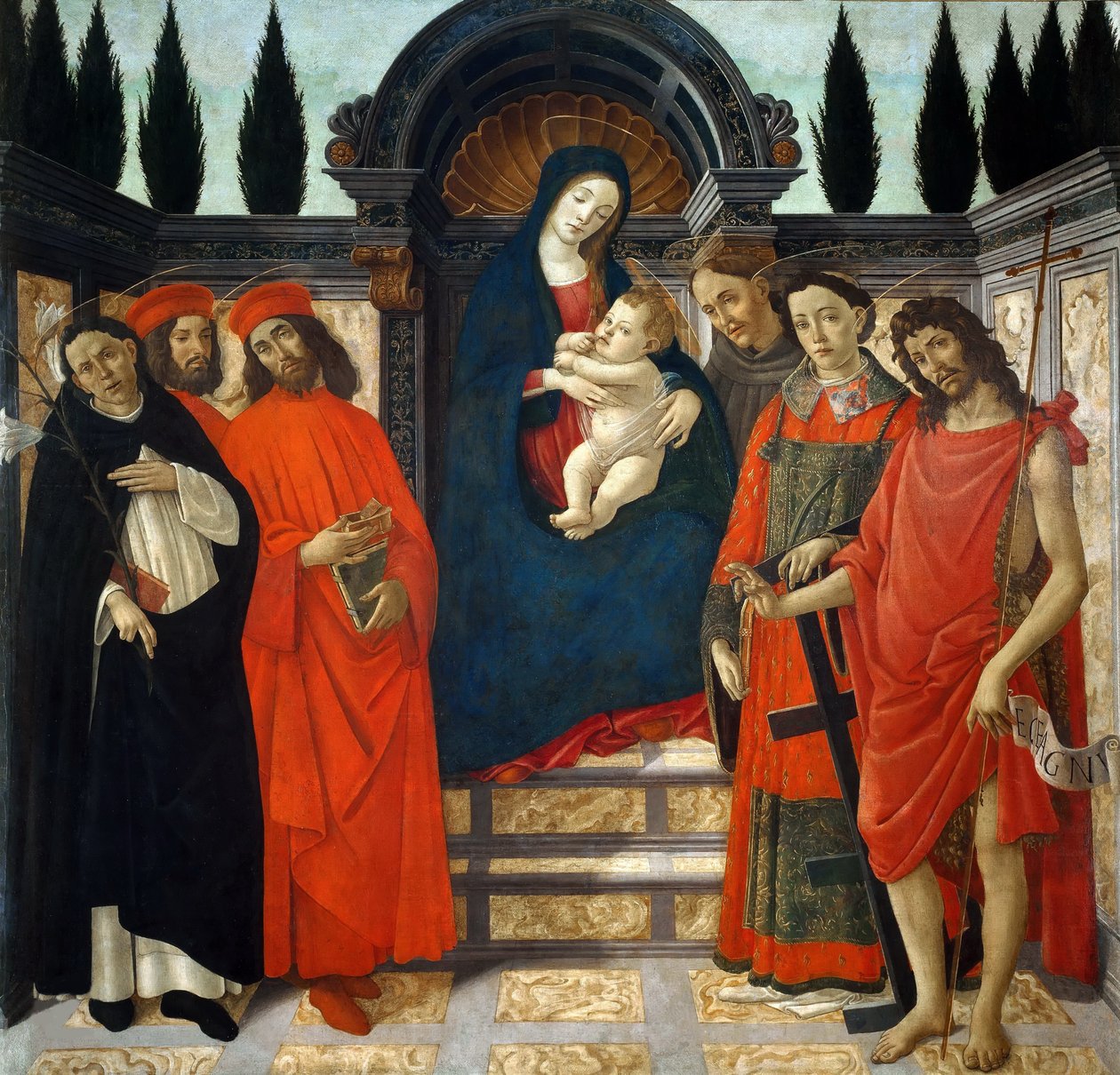 Madonna och barn med heliga Pala del Trebbio, ca. 1490-1499. av Sandro Botticelli