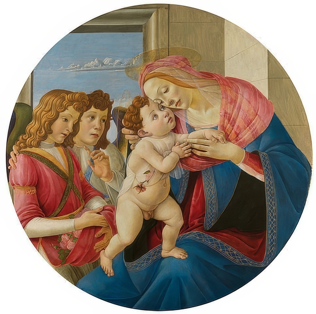 Madonna med barn och två änglar. Omkring 1490 av Sandro Botticelli