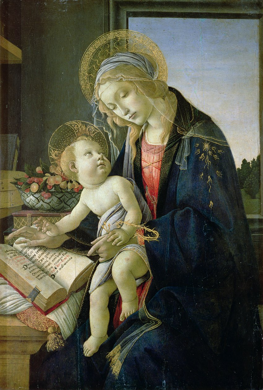 Madonna of the Book (Tempera och olja på träpanel) c. 1480-81 av Sandro Botticelli