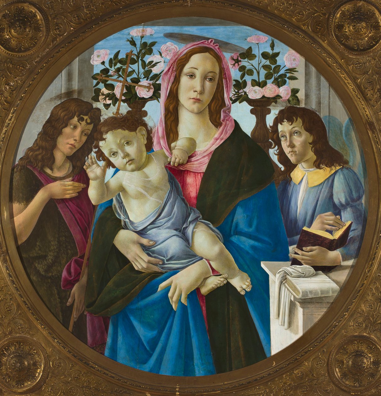 Madonna med barnet, Johannes Döparen och en ängel av Sandro Botticelli