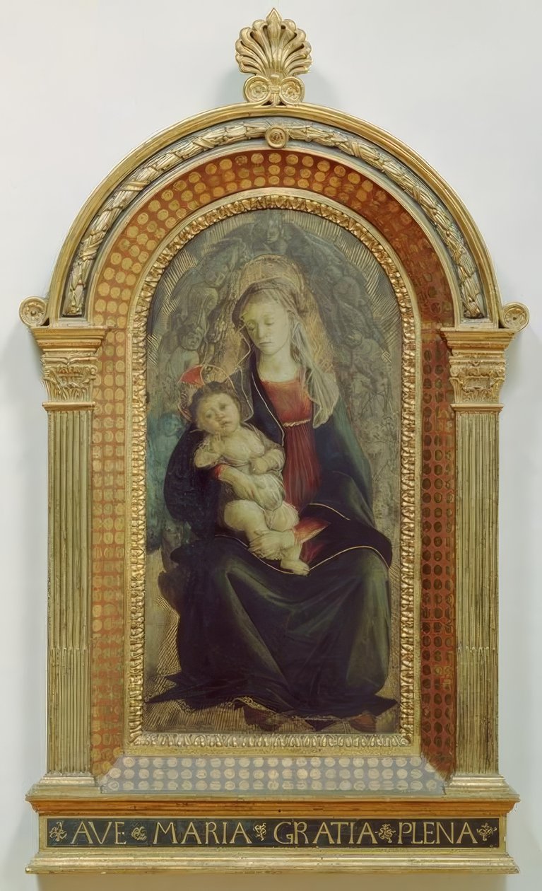 Maria med barn i en änglahärlighet av Sandro Botticelli