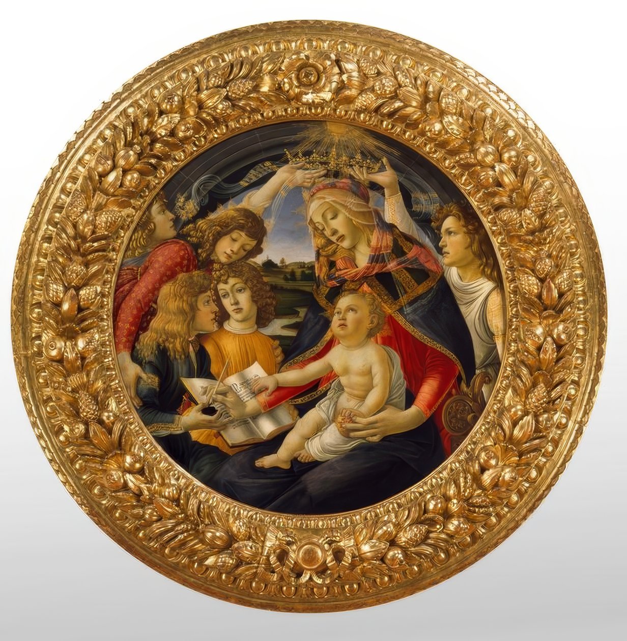 Maria med barn och fem änglar av Sandro Botticelli