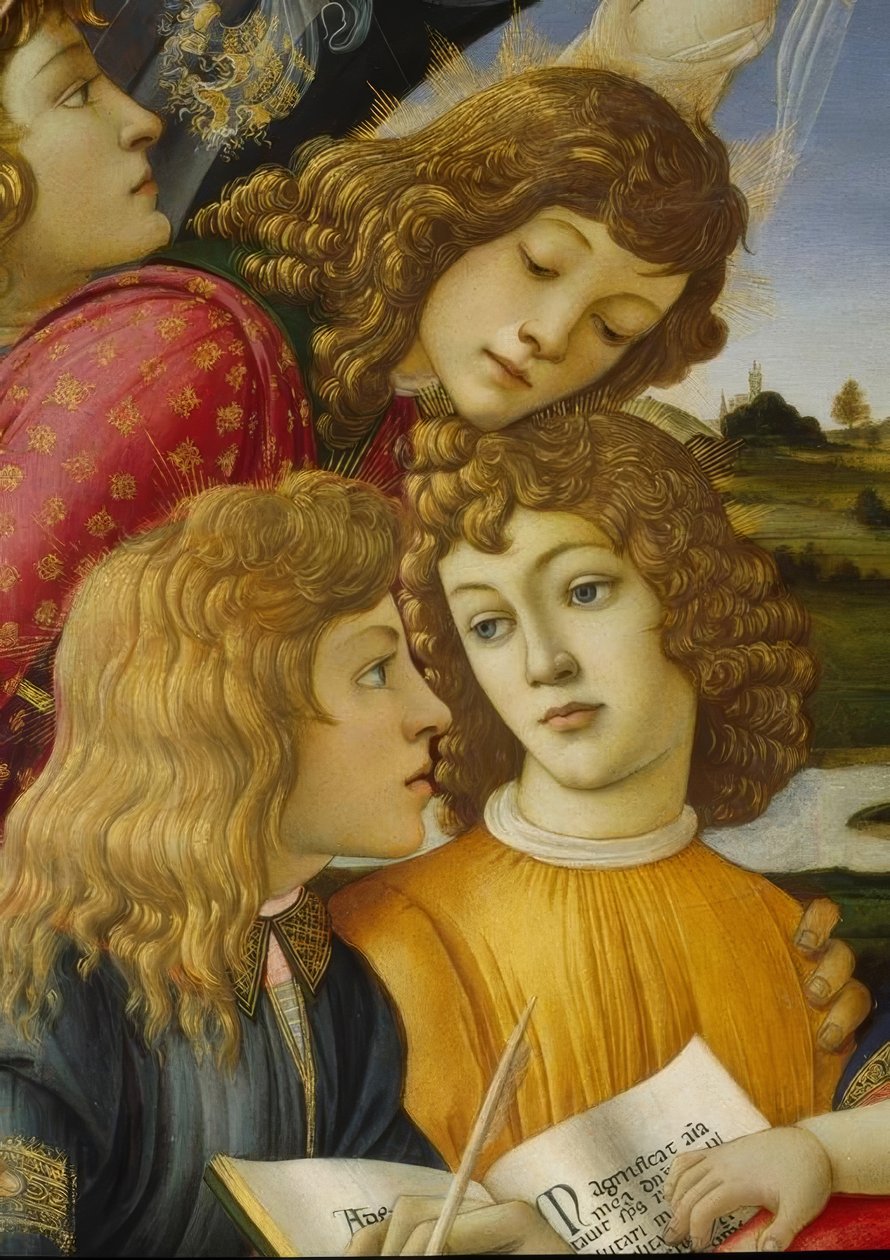 Maria med barn och fem änglar av Sandro Botticelli
