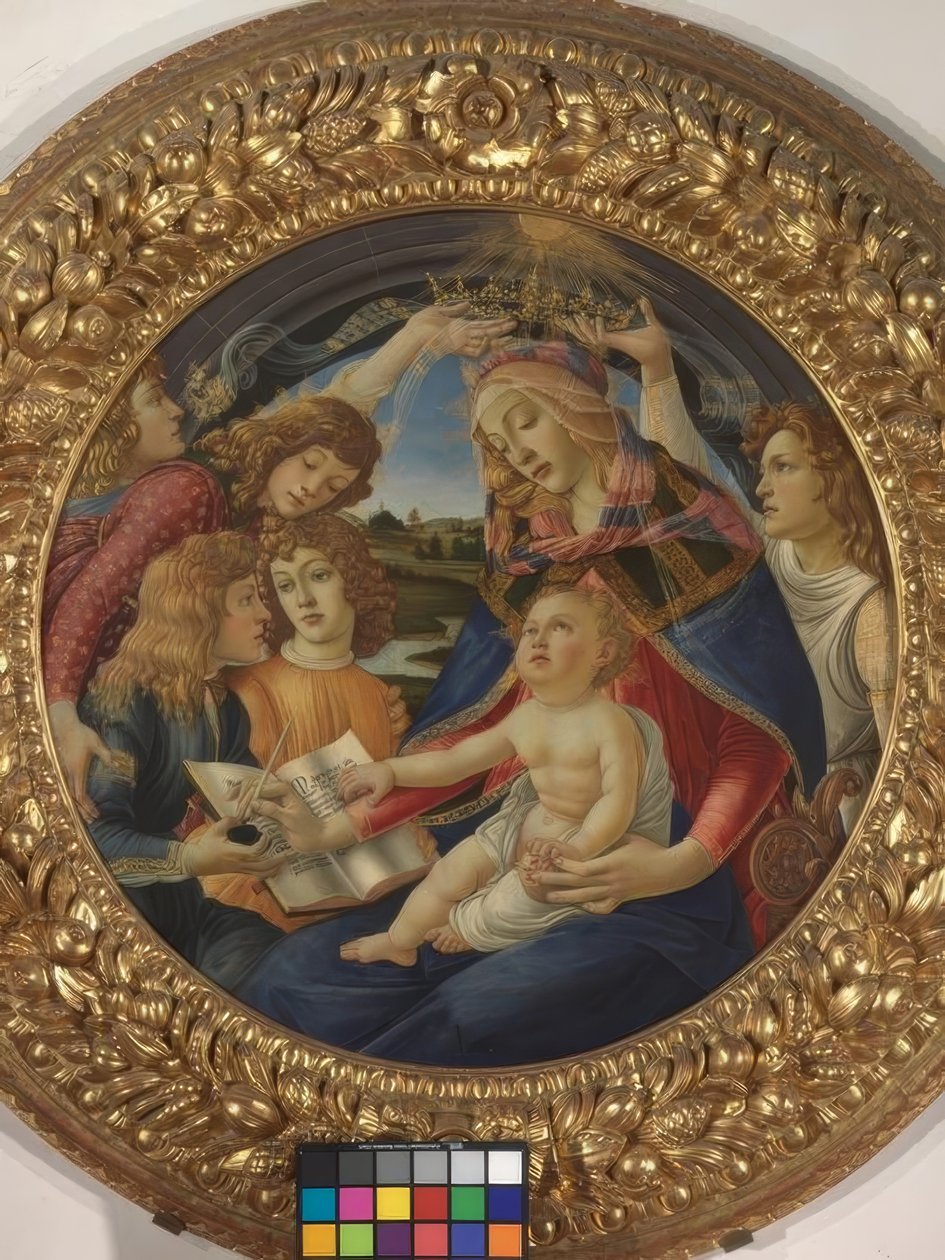 Maria med barnet och fem änglar av Sandro Botticelli