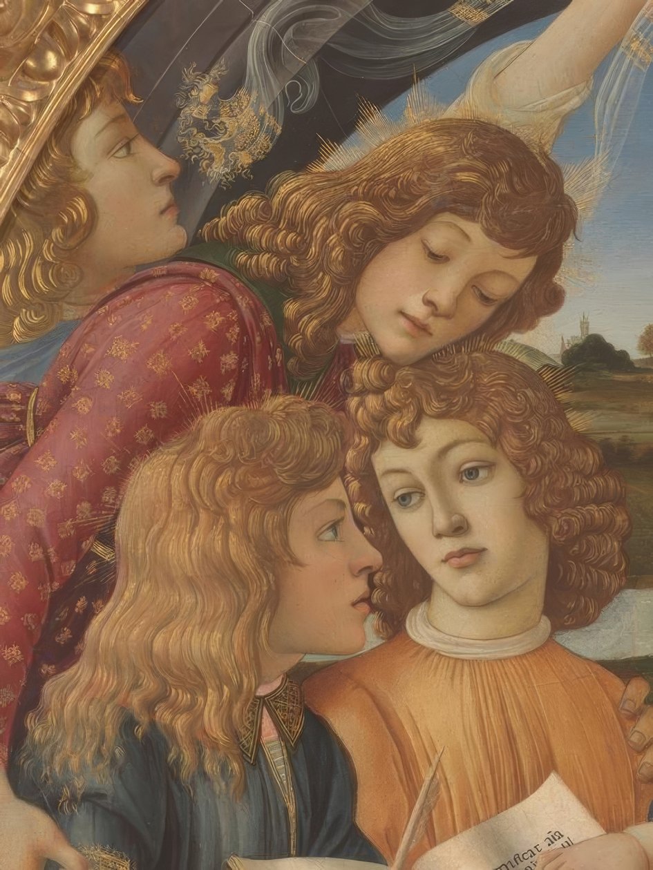 Maria med barn och fem änglar av Sandro Botticelli