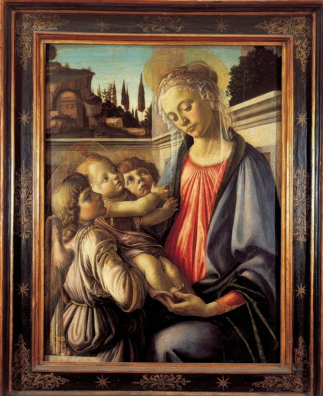 Maria med barn och två änglar av Sandro Botticelli