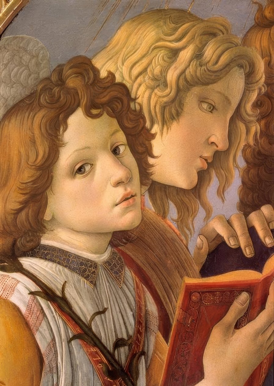Maria med barnet och sex änglar av Sandro Botticelli