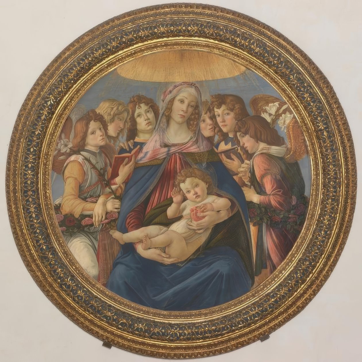 Maria med barnet och sex änglar av Sandro Botticelli