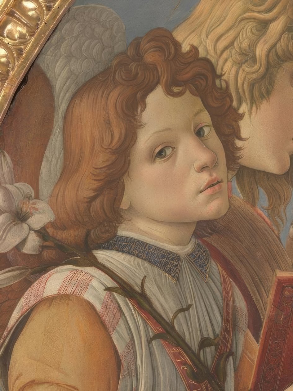 Maria med barnet och sex änglar av Sandro Botticelli