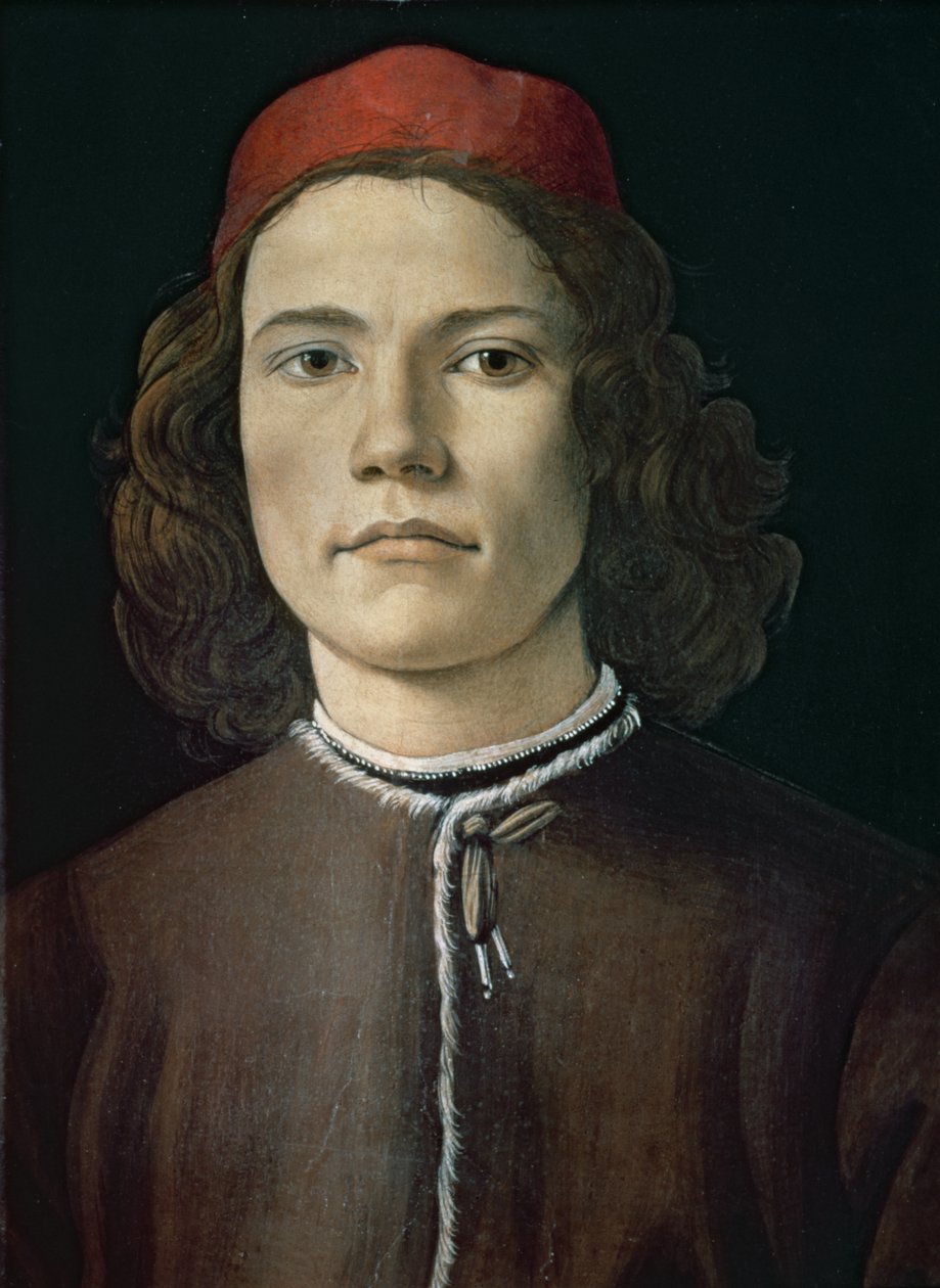 Porträtt av en ung man, ca 1480-85 (tempera och olja på panel) av Sandro Botticelli