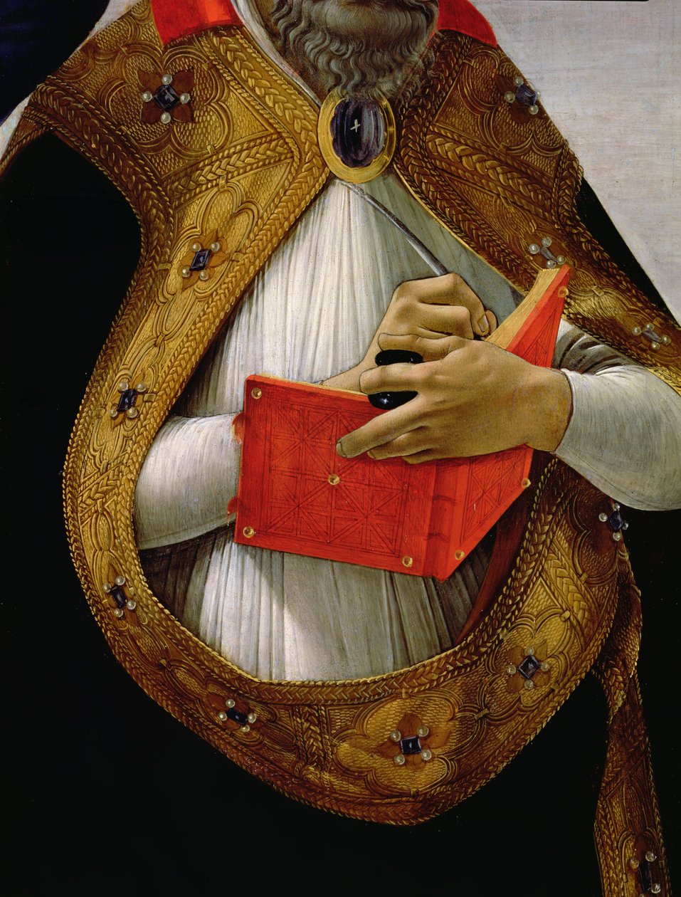St. Augustine, från Jungfruns kröning, c.1488-90 tempera på paneldetalj av 44363 av Sandro Botticelli