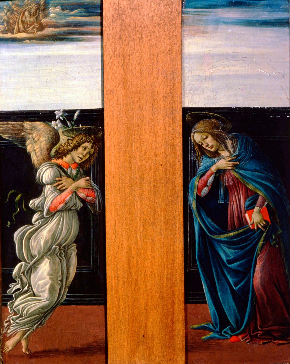 Den förkunnade jungfrun och ärkeängeln Gabriel, 1490. av Sandro Botticelli