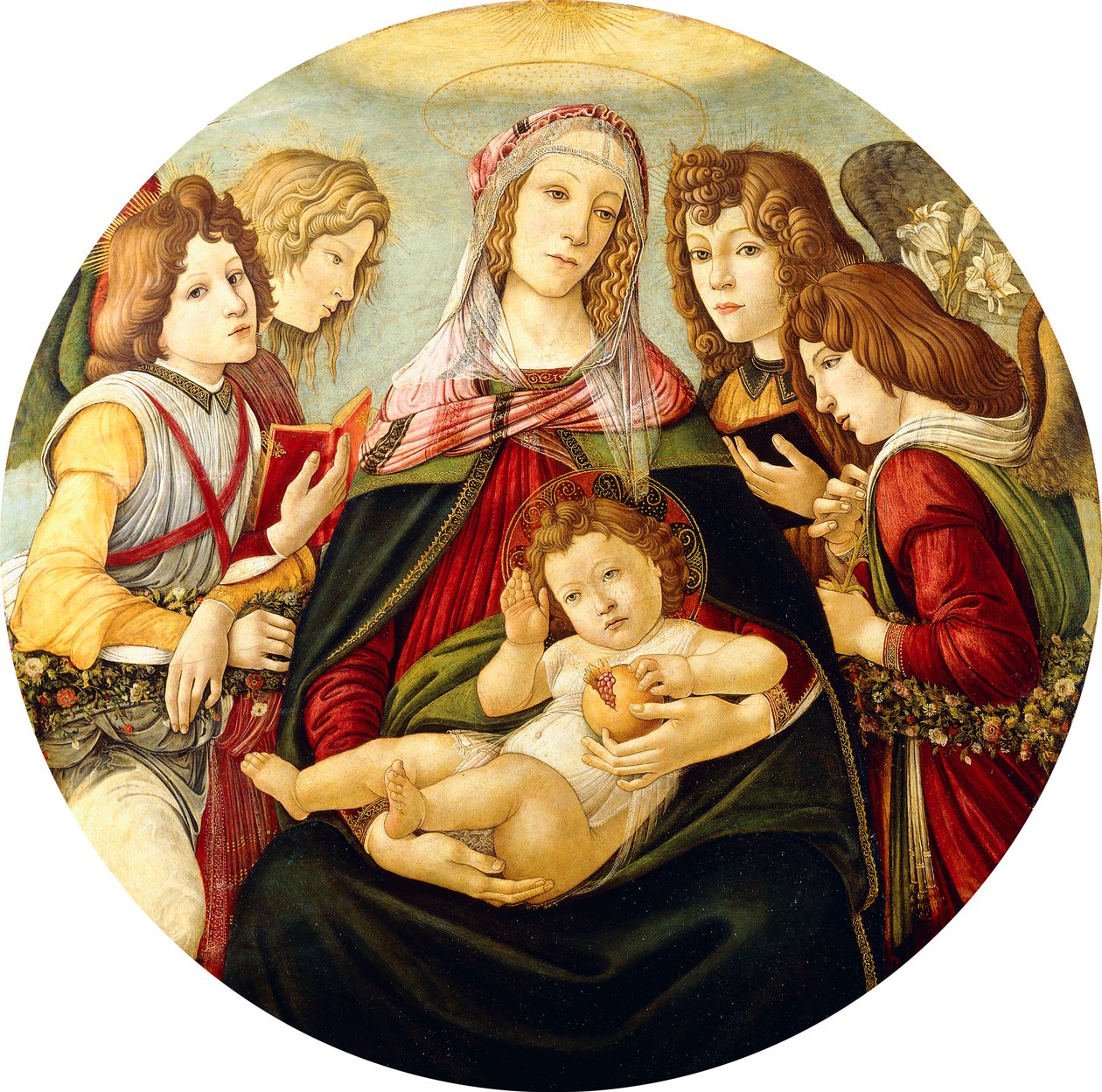 Madonnan och barnet med fyra änglar, av Sandro Botticelli