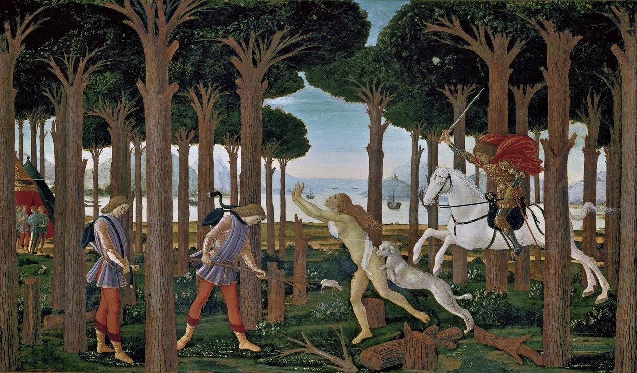 Berättelsen om Nastagio degli Onesti I av Sandro Botticelli