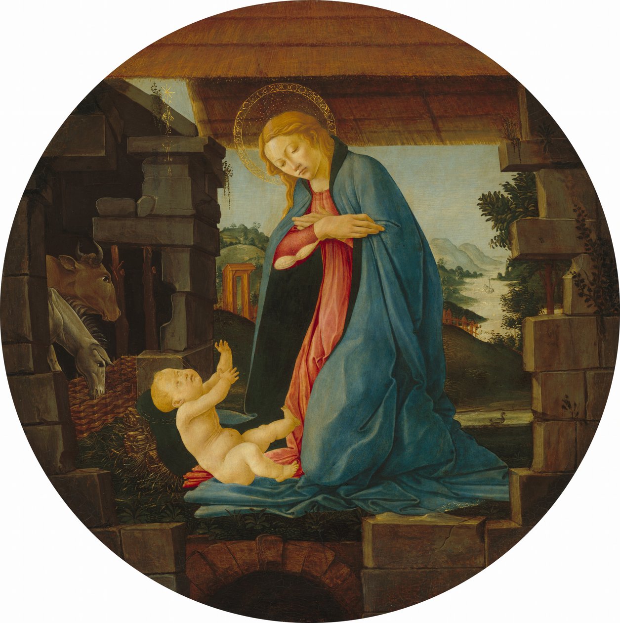 Jungfrun som tillber barnet, 14801490. av Sandro Botticelli