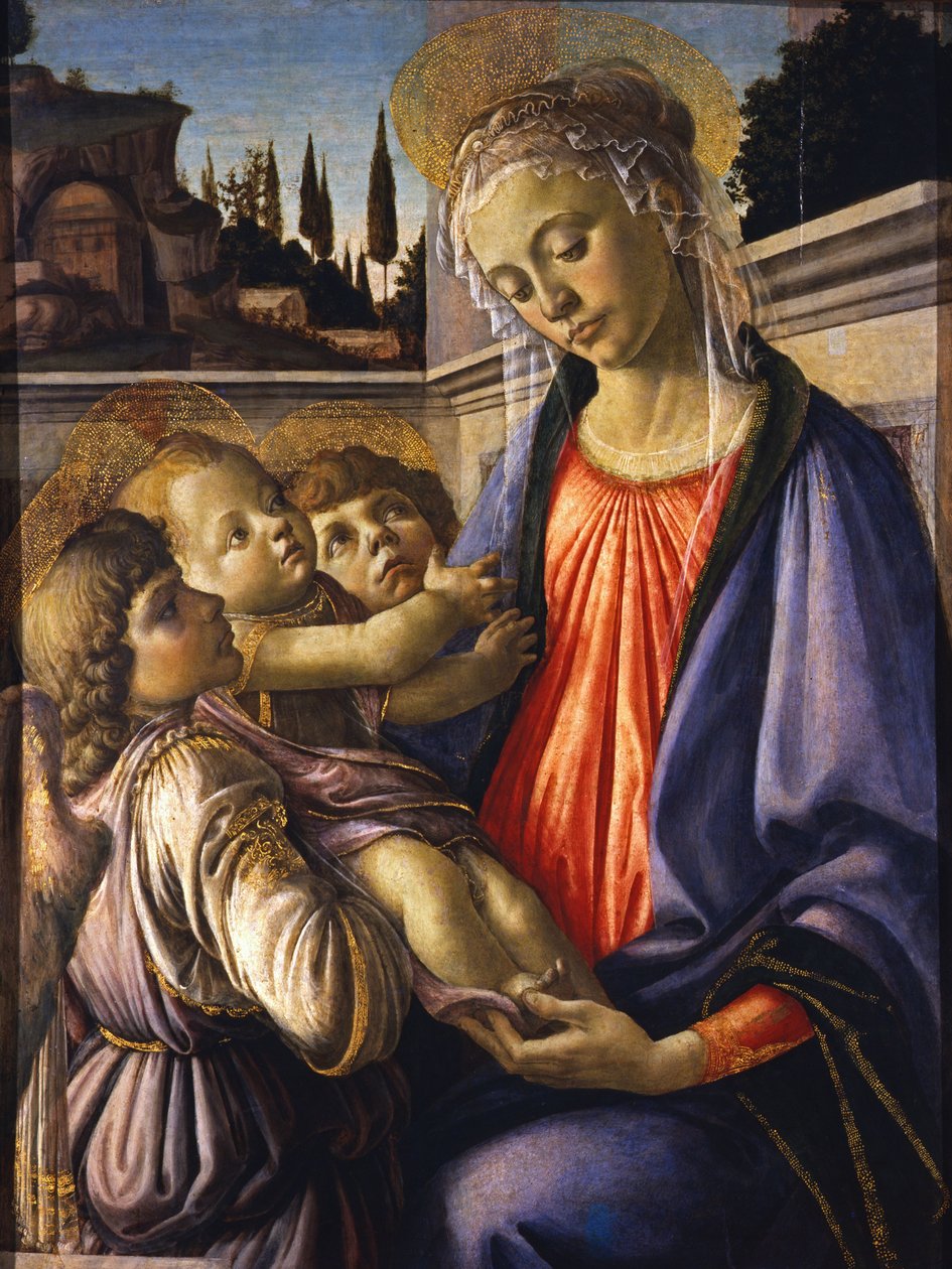 Jungfrun och barnet med två änglar, ca 1470. av Sandro Botticelli