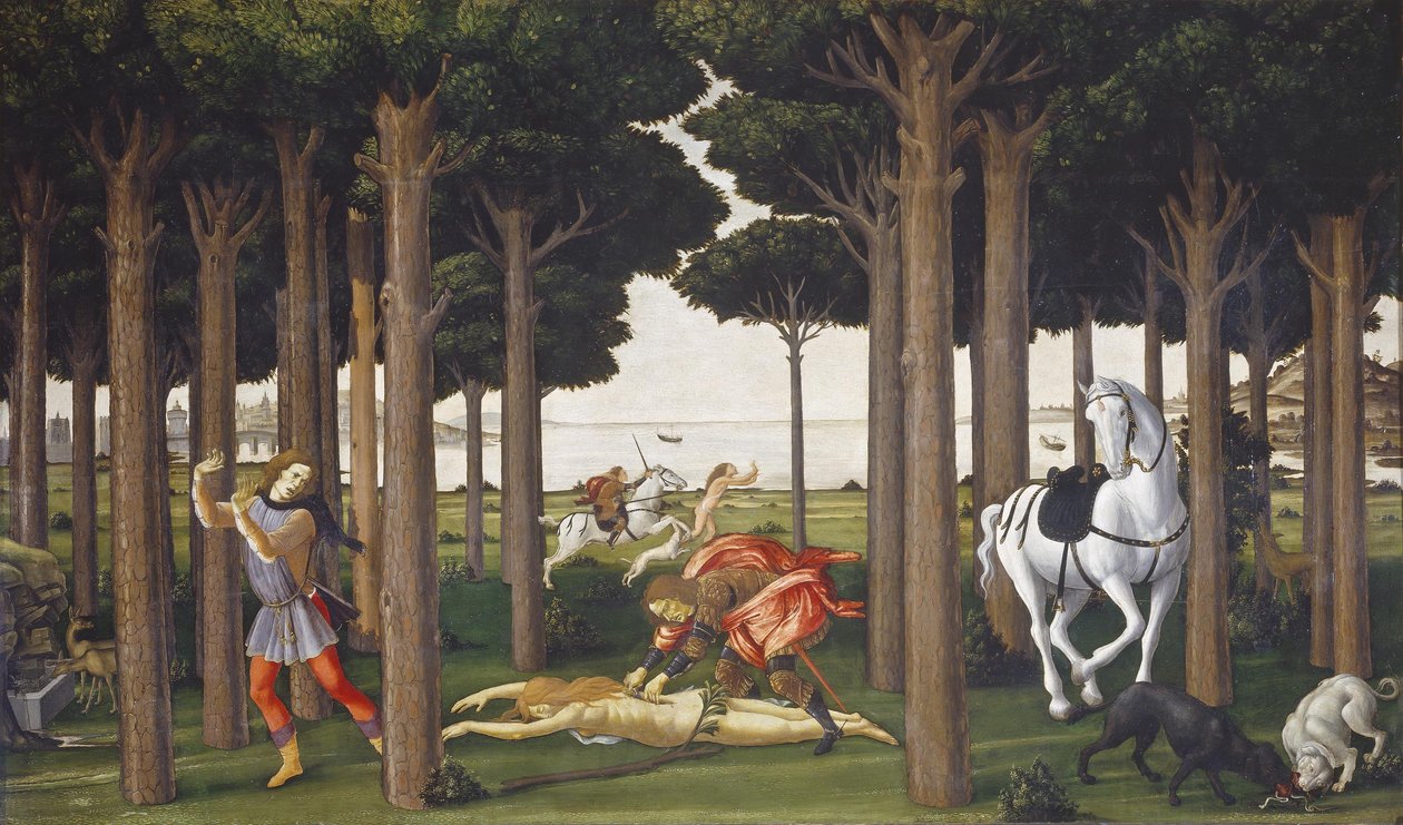Berättelsen om Nastagio degli Honesti, panel II av Sandro Botticelli