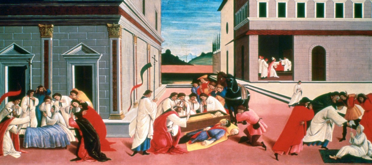 Tre mirakel från den helige Zenobius, 1500-1505 av Sandro Botticelli