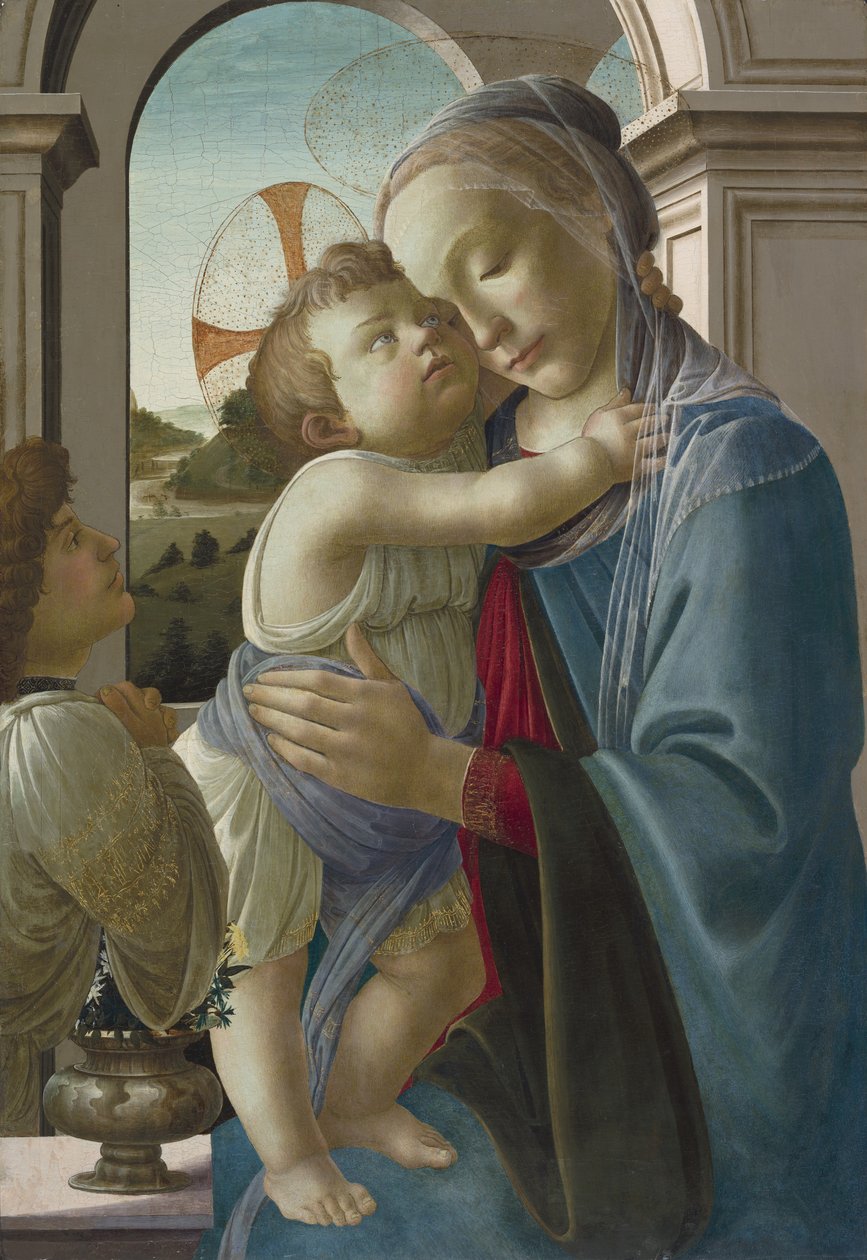 Jungfru och barn med en ängel, 1475-85 av Sandro Botticelli