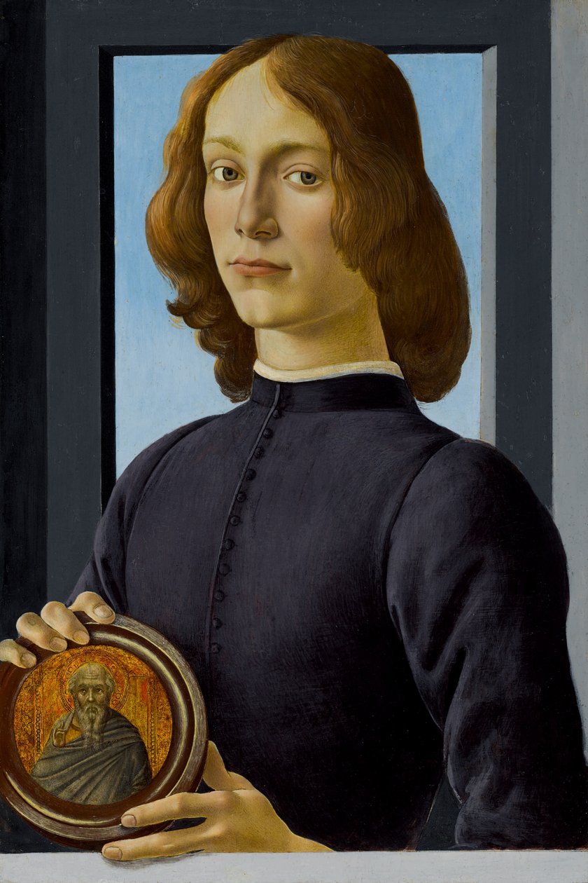 Ung man som håller en runddel, ca. 1480. av Sandro Botticelli